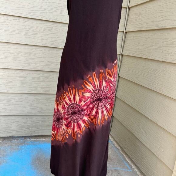 BATIK DESIGN, long with colorful batik on skirt, sleeveless dress women's M-L - Picture 2 of 12
